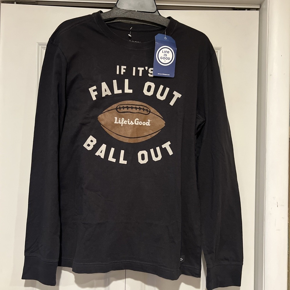 NWT LIFE IS GOOD Men's S  Crusher Long Sleeve T Shirt Fall Out Ball Out Football